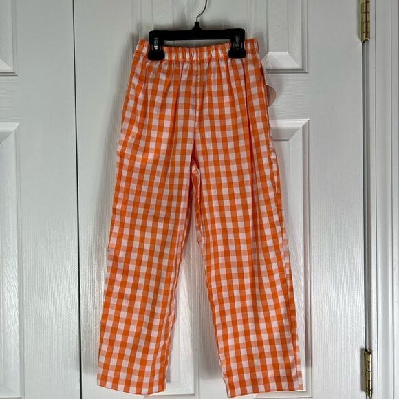 NWT Vive La Fete Orange Gingham Pants 6 - Picture 1 of 3